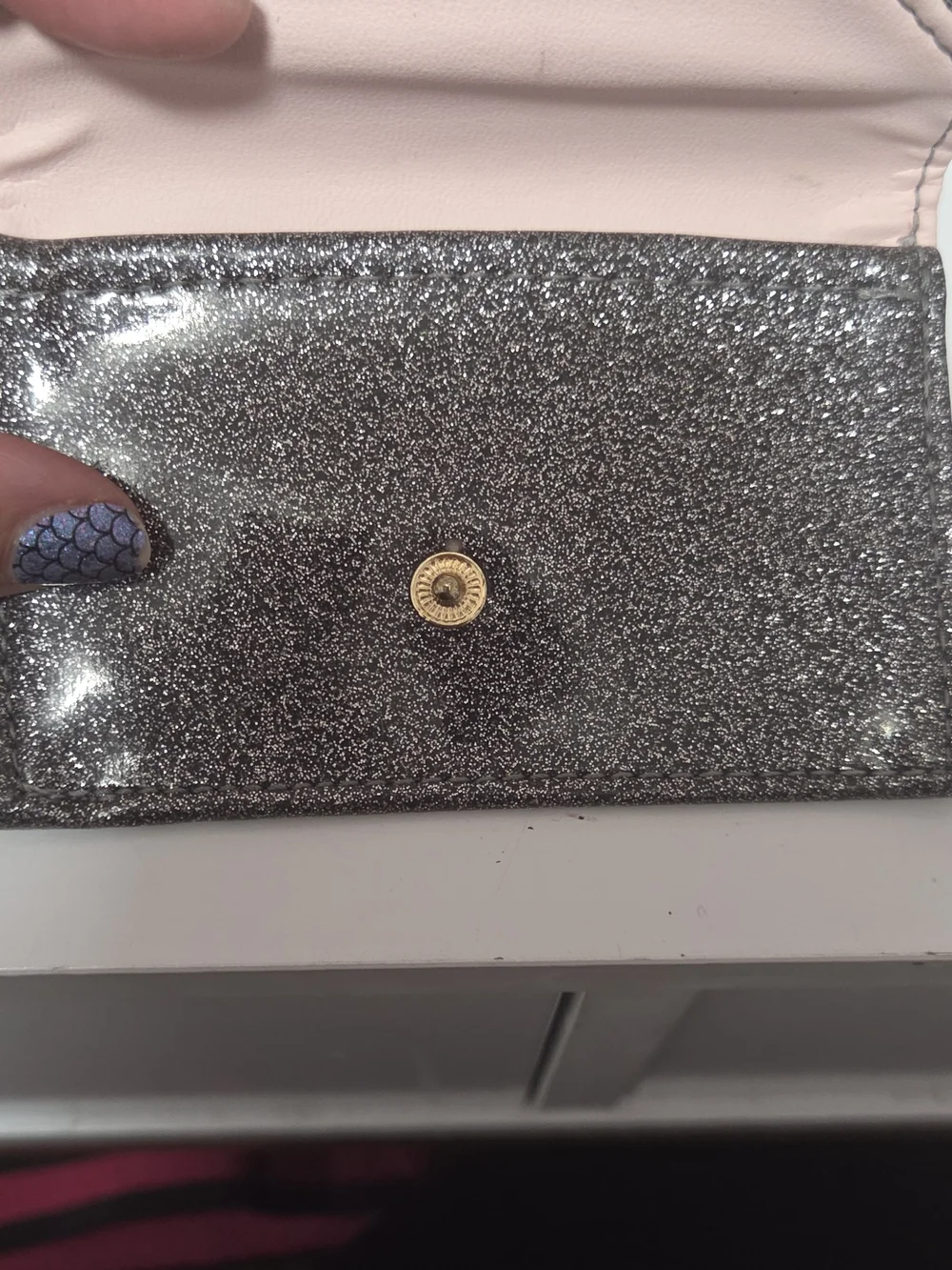 Glitter Envelope Key & Card Holder - Charcoal